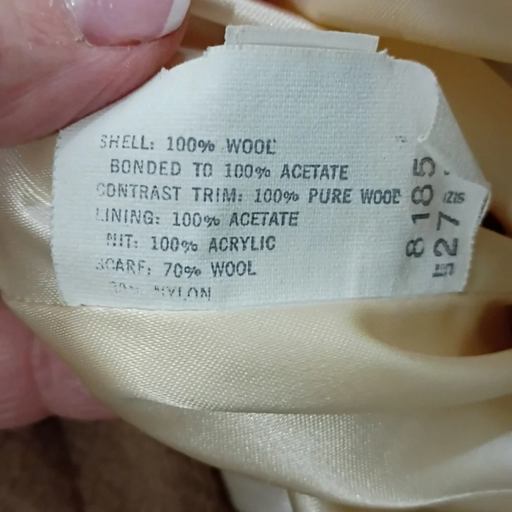 Elegant Tan Hooded Trench Coat 100% Wool Coat Pit To Pit 23".No Size Tag - Picture 12 of 14